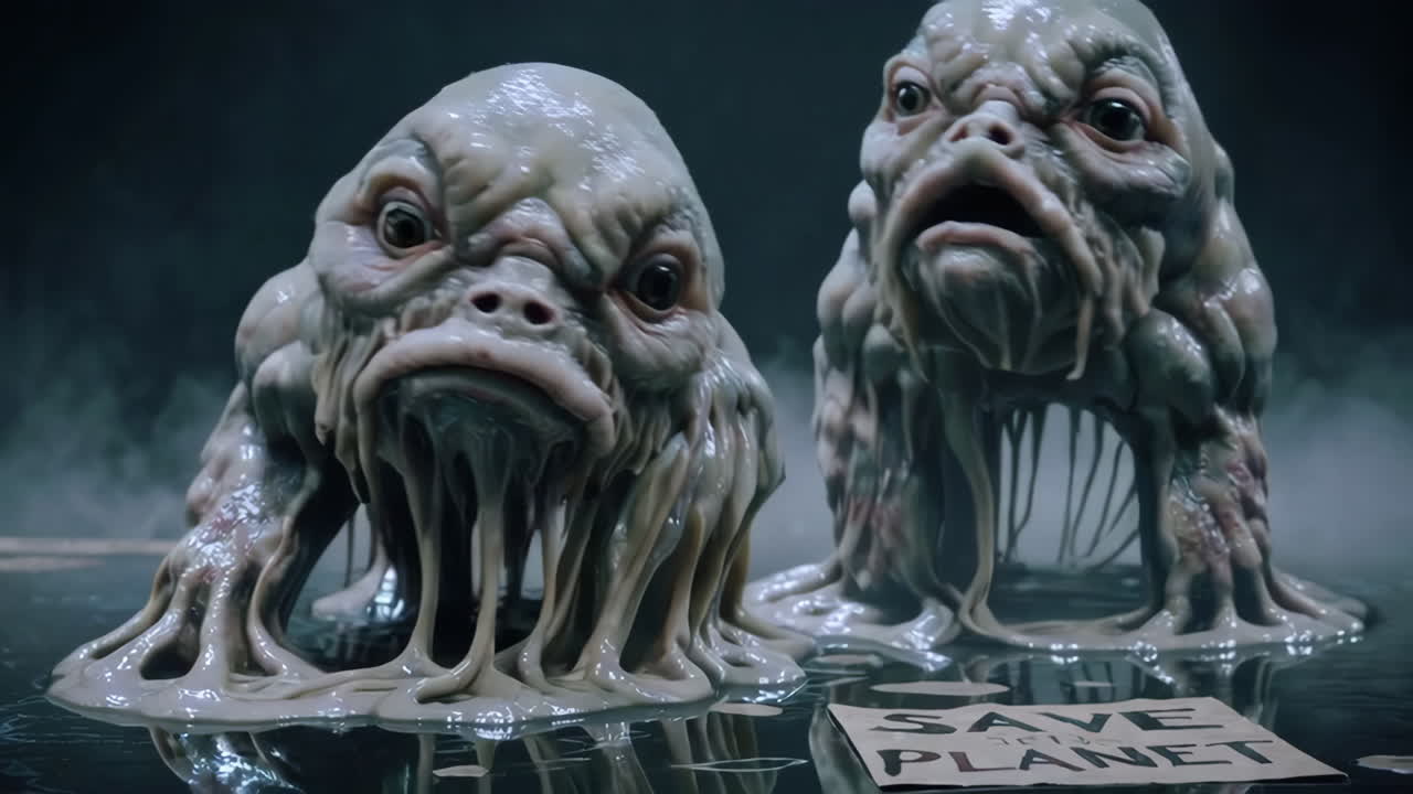 진 생물은 환경 재앙에 대해 경고합니다.