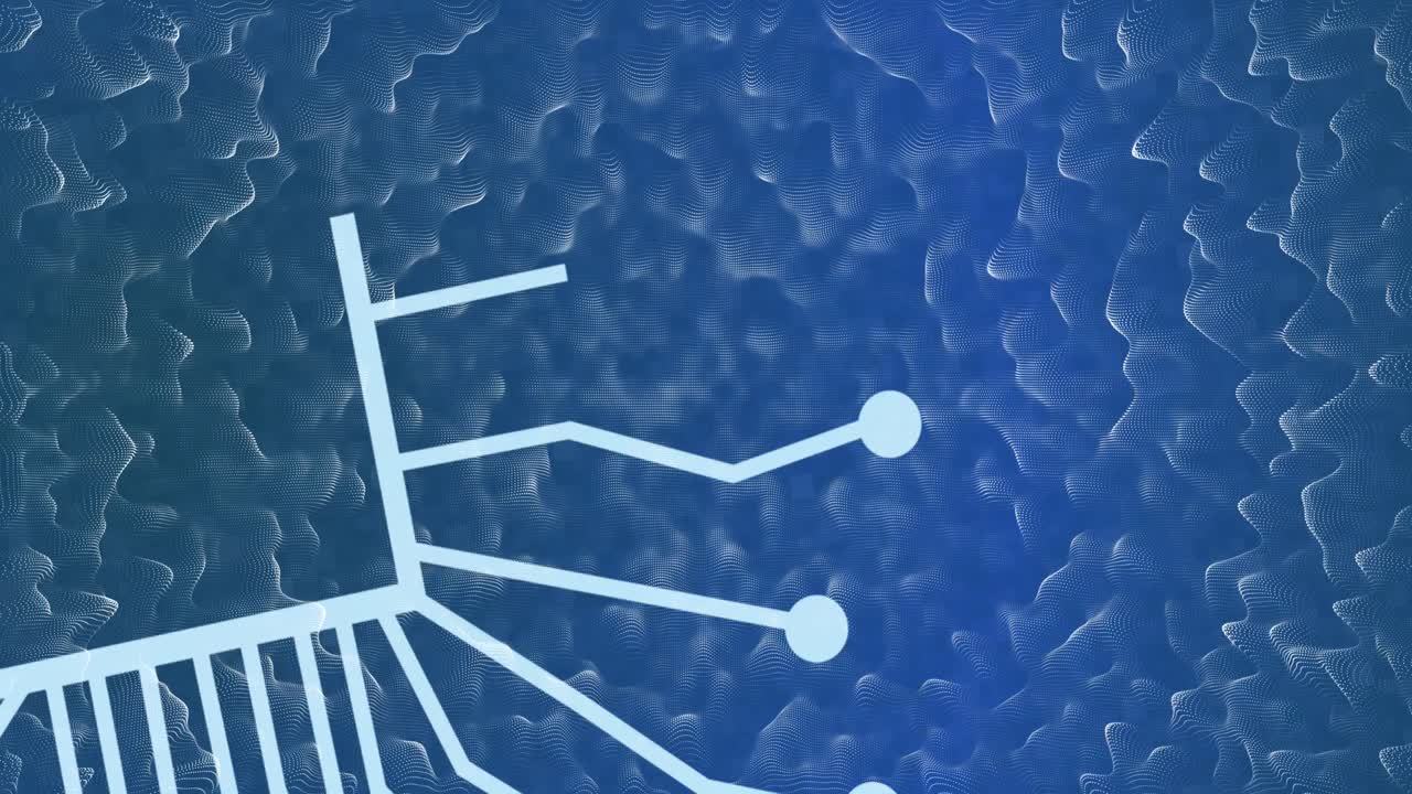 아이콘과 파란색 배경으로 ai 데이터 처리의 애니메이션