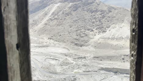 View-from-Altit-fort-window-Hunza-Valley-in-Gilgit-Baltistan,-Pakistan