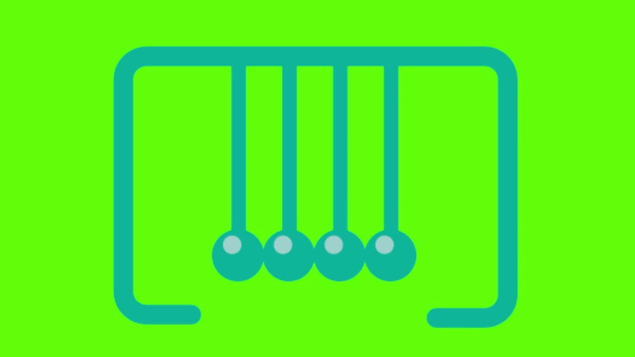 Icon of newton's cradle on the green screen