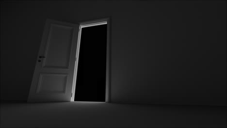 open door in dark room with alpha channel