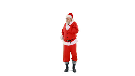 Santa-claus-dancing-against-white-background