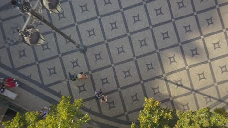 portuguese sidewalk, pattern in a sidewalk in lisbon close of camoes square