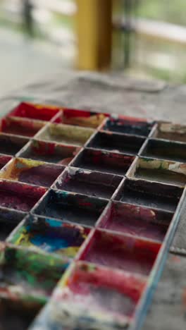 close-up of a paint palette