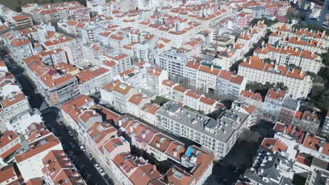 aerial panoramic view of downtown of lisbon, portugal