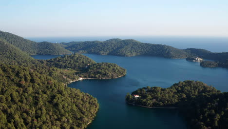 Scenic-View-Of-National-Park-Mljet-Island,-Croatia,-Adriatic-Sea---aerial-drone-shot