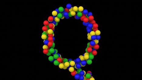 animación de juguete con letra de fuente q