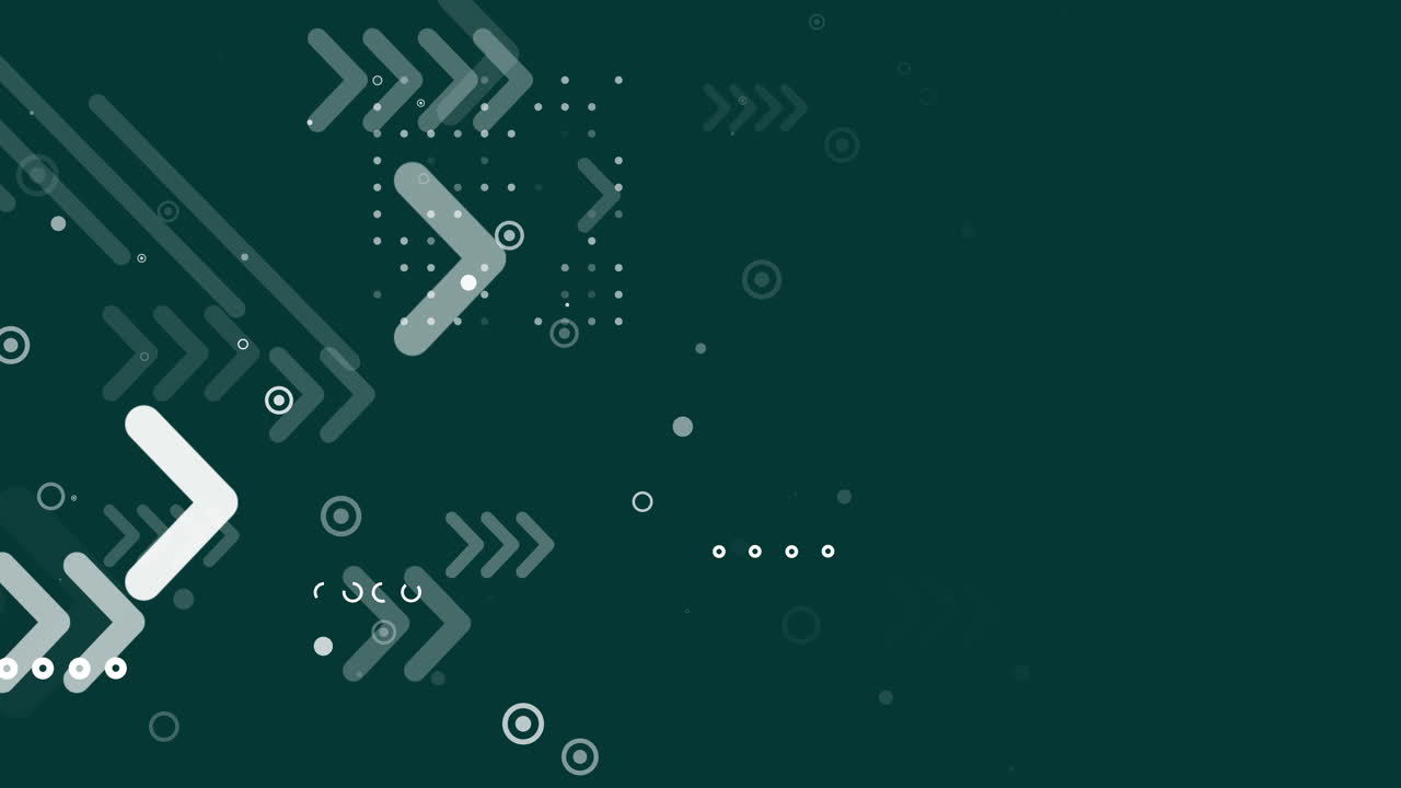 Dark green grunge background with animated shapes and direction arrows. Looped motion graphics.