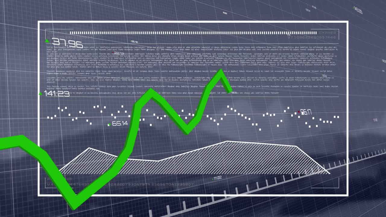 그린 라인 애니메이션과 그리드 상의 금융 데이터 처리
