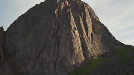 rocky segla mountain peak in norway - tilt down