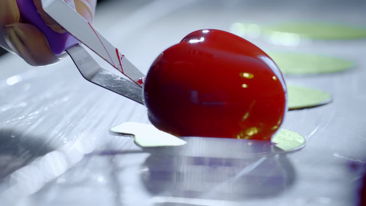 Glazing a Red Sphere Dessert