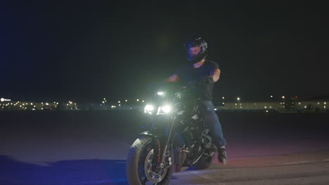 motorcycle stunt at night