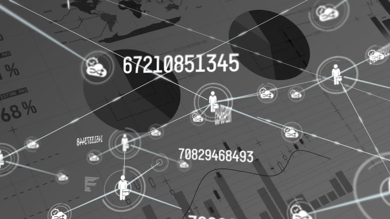 과학 데이터 처리에 대한 연결 웹과 아이콘의 애니메이션