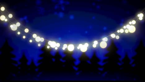 Animation-of-glowing-fairy-lights-over-winter-landscape