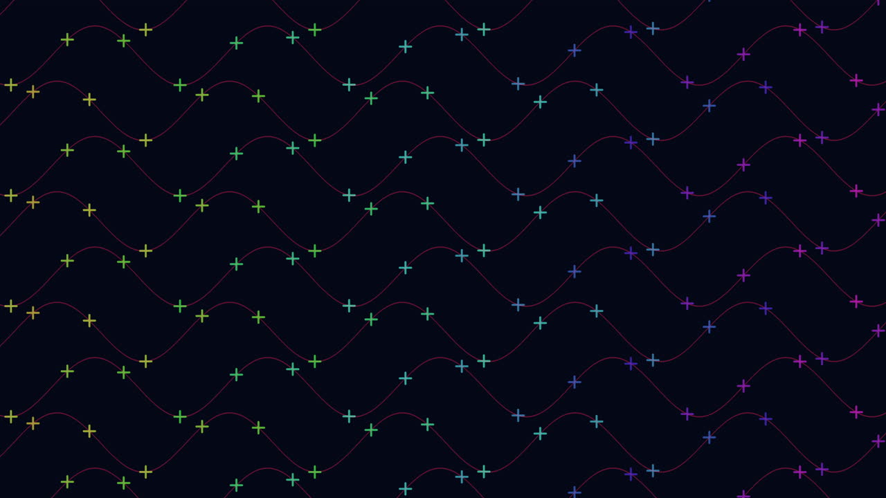 A monochromatic wave design with colored zigzag dots at the top and bottom, creating a captivating visual contrast