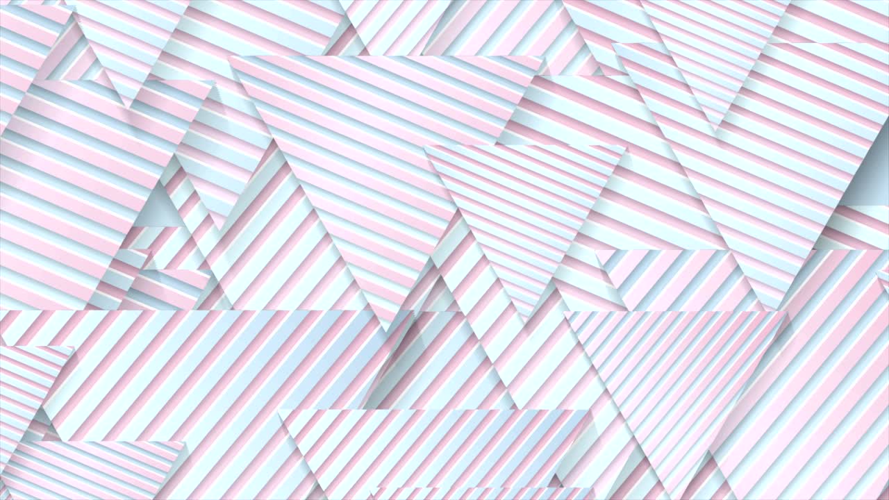 파란색 분홍색 종이 삼각형과 줄무 텍스처 비디오 애니메이션