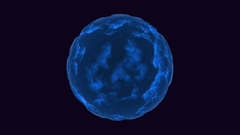 esfera azul metálica, futurista y psicodélica con efecto ondas