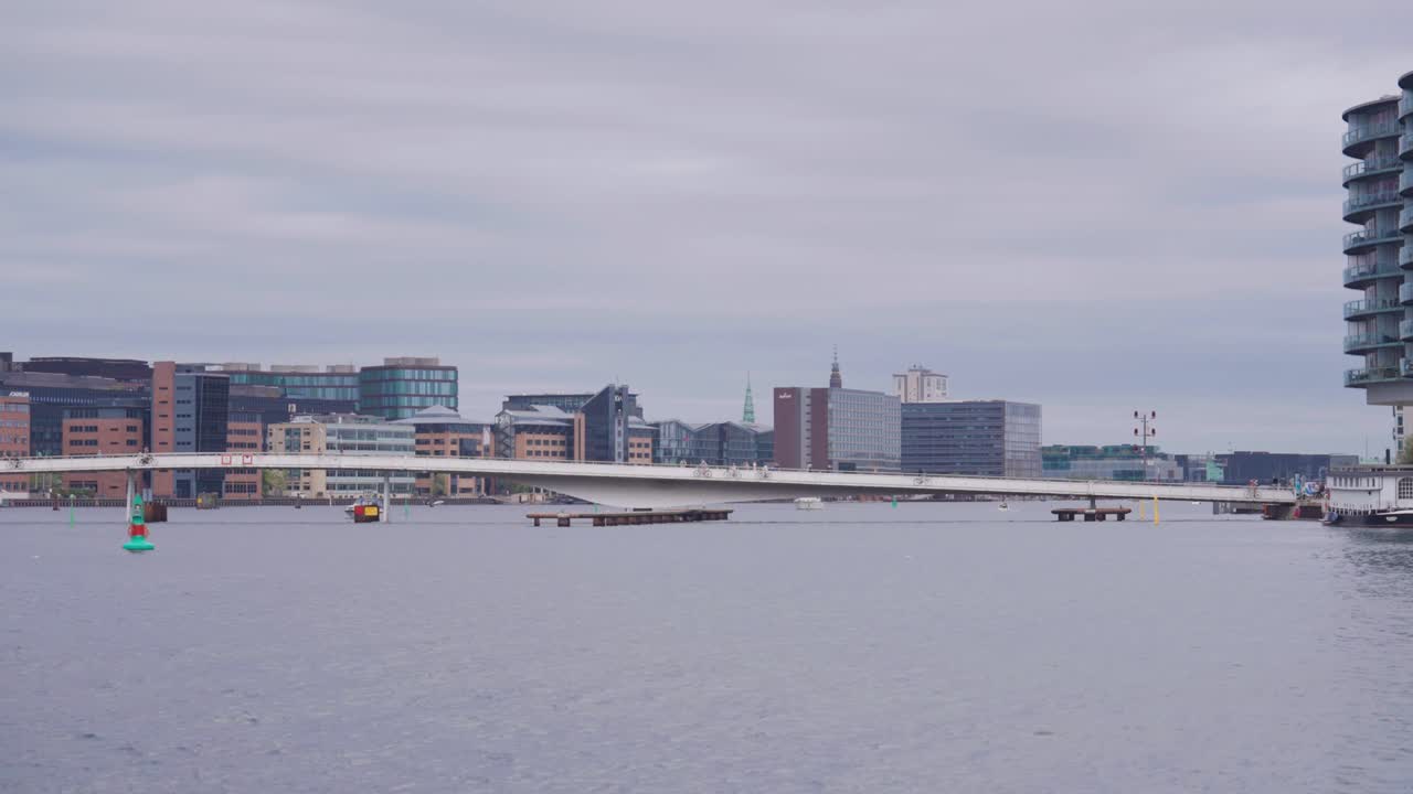 Far view of Lille Langebro bridge with building background, Copenhagen