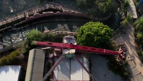 aerial view of an amusement park ride