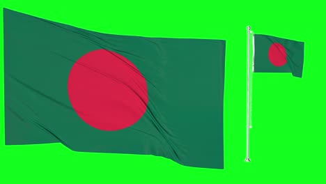 Greenscreen-Schwenkt-Bangladeschische-Flagge-Oder-Fahnenmast