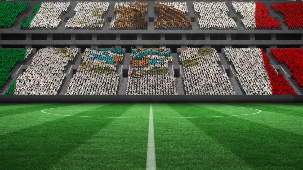 스포츠 경기장 의 비어 있는 축구장 에 있는 멕시코  ⁇ 발 의 애니메이션