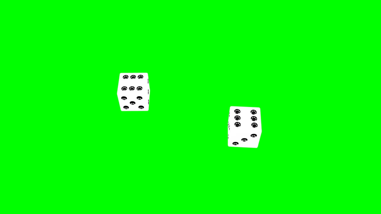 dados de backgammon dos seis (pantalla verde sin sombras)