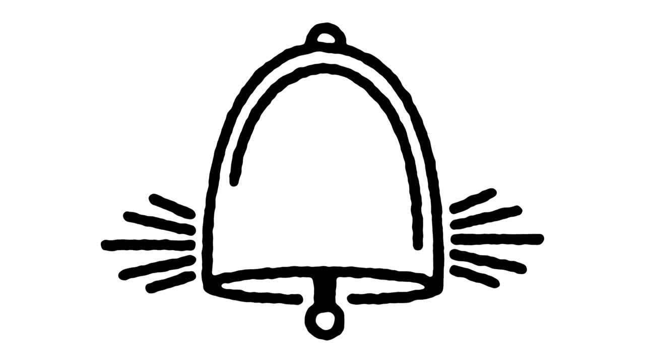 벨 알람 시스템 손 드로우 라인 아이콘 애니메이션