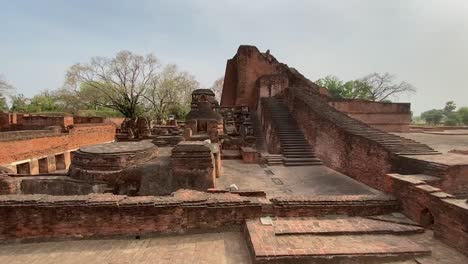 Las-Ruinas-De-Nalanda-Maha-Vihara,-Sitio-Excavado-De-La-Universidad-De-Nalanda,-India