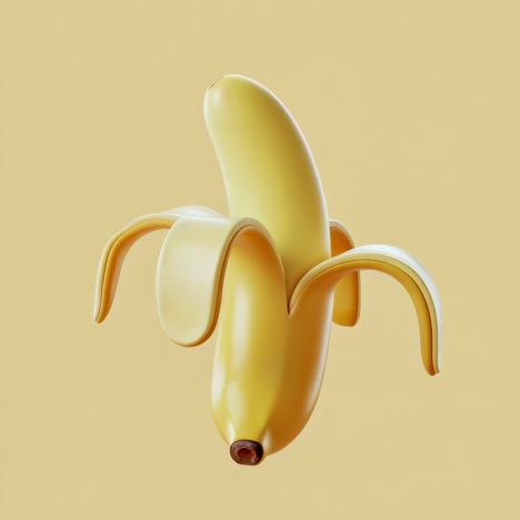 peeled banana on yellow background