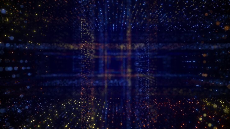 Concept of digital, Data center, Motion Graphic with particle grid. Futuristic big data visualization and hi-tech background.