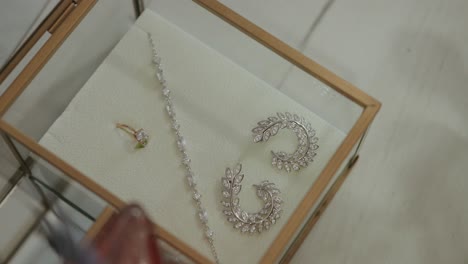 exquisite jewelry shines with elegance in a sleek display case