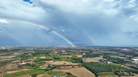 Aerial-view:-Montpellier's-vineyards,-the-distant-Mediterranean,-and-glimpses-of