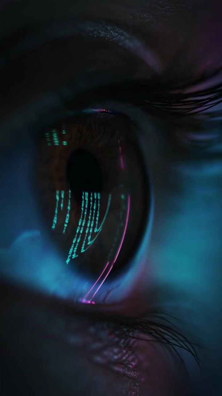 Futuristic Eye Reflecting Glowing Digital Data