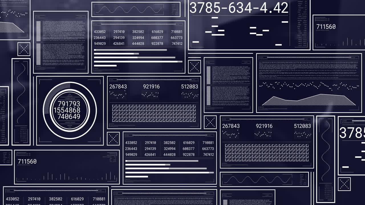 Animation of data processing over screens and office