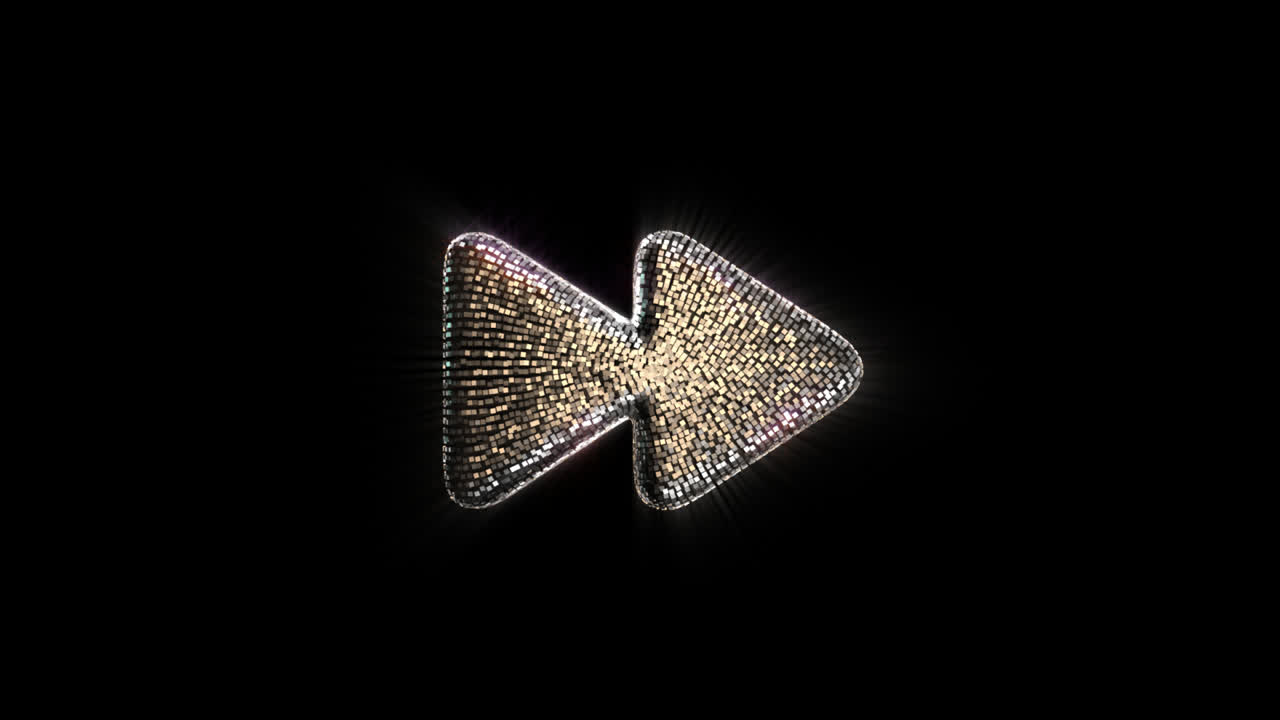 Sparkling Fast Forward Icon Shimmering on Black Background