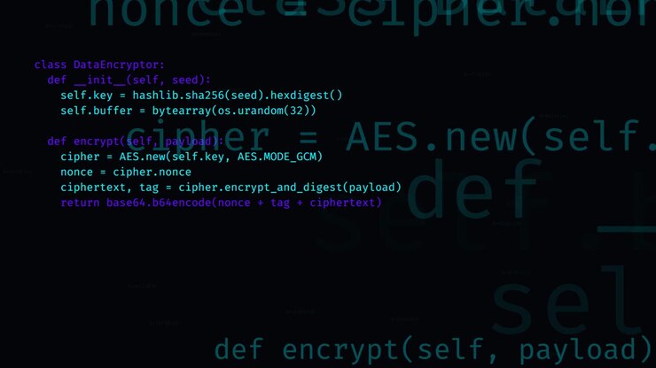 Python-Code zur Darstellung der Implementierung einer AES-Verschlüsselungsklasse