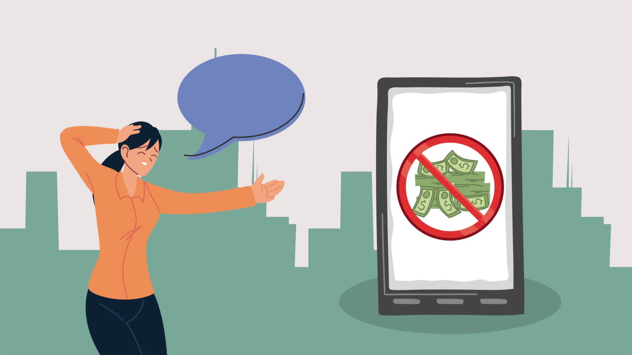 Woman frustrated by no money on phone
