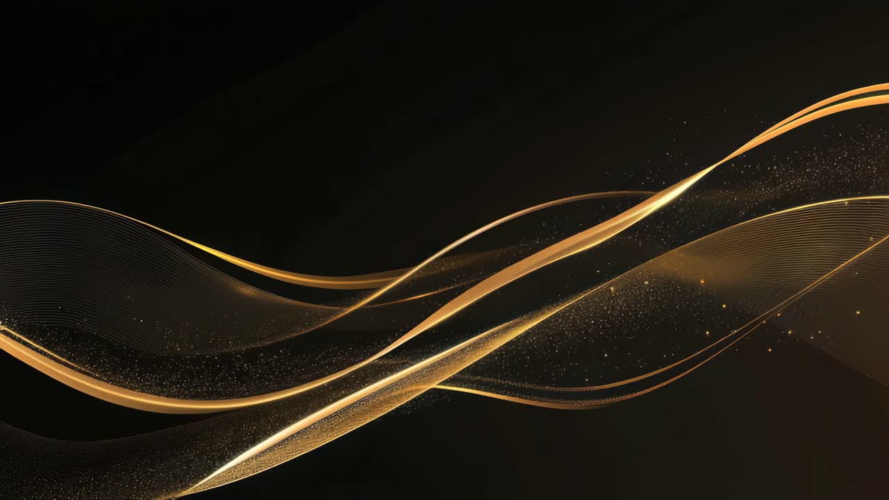 Elegant abstract video background with flowing golden waves on a dark ...