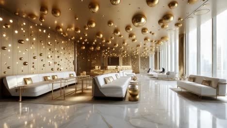 luxury hotel lobby with gold accents