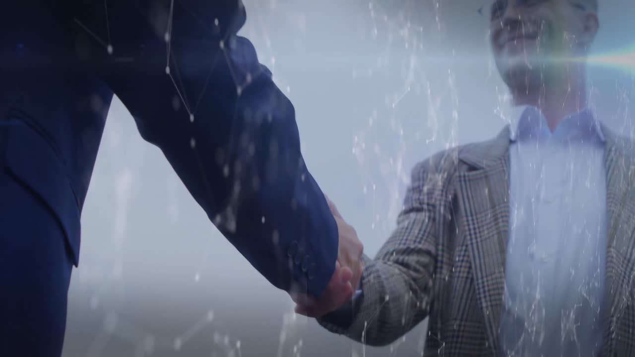 다양한 사업가들이 손을 흔들며 연결망의 애니메이션