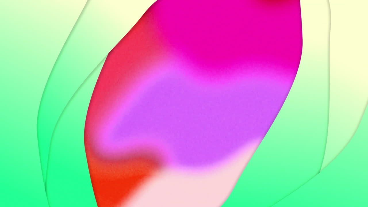 Animation of green shapes on colourful background