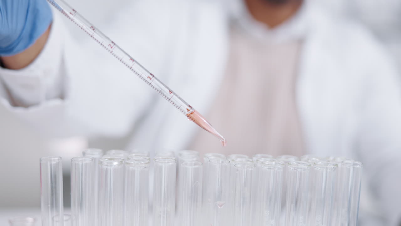 Science, test tube and dropper with chemical