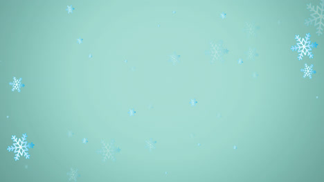 Animation-of-snowflake-christmas-pattern-on-green-background