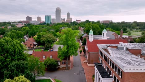 low pass over old salem and push into the winston salem skyline