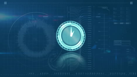 animación del reloj que se mueve sobre la pantalla con datos diversos