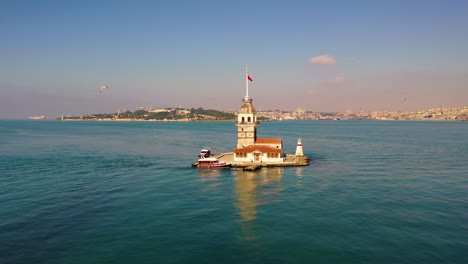 maiden's tower also known as leander's tower aerial view from istanbul.