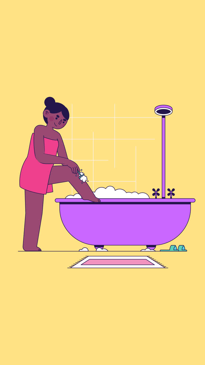 An animation of Hand drawn woman shaving illustration
