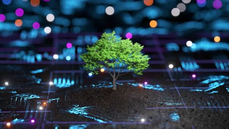cultivo de árboles en placas de circuitos digitales