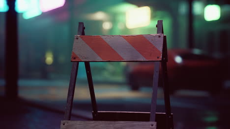 nighttime roadblock in the city