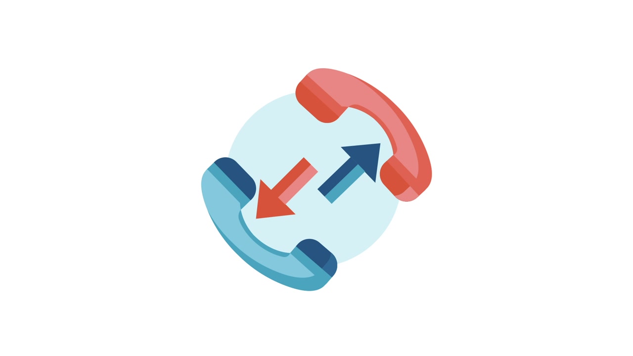 Animated Icon of Two Telephone Handsets Exchanging Communication